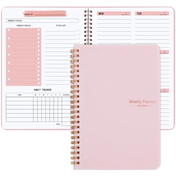 🌿{Get Your Life Together} Gold & Pink Spiral Weekly Planner | Blank Undated - Picture 15 of 16
